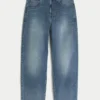 Medium Wash Embroidered Shark Graphic Skater Baggy Jeans Medium Wash Embroidered Shark Graphic Skater Baggy Jeans