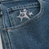 Medium Wash Star Graphic Skater Baggy Jeans Medium Wash Star Graphic Skater Baggy Jeans