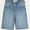 Medium Wash Super Baggy Denim Shorts