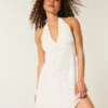Open-Back Crepe Halter Dress