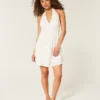 Open-Back Crepe Halter Dress