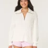 Oversized Cable-Knit Half-Zip Sweater