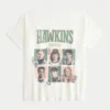 Oversized Off-the-Shoulder Stranger Things Graphic Tee