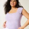 Pointelle Square-Neck Top