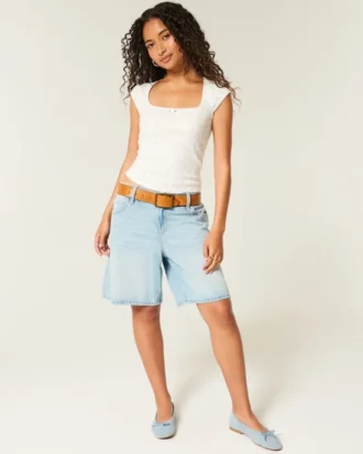 Pointelle Square-Neck Top