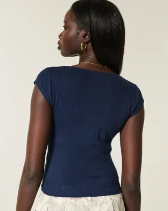 Pointelle Square-Neck Top