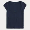 Pointelle Square-Neck Top