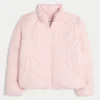 Quilted Heart Zip-Up Puffer Jacket