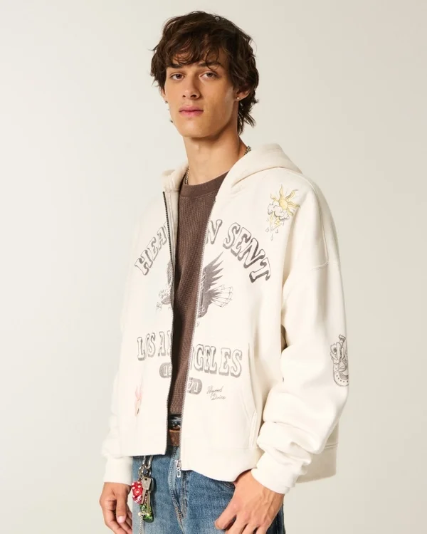 Rectangle Fit Los Angeles Graphic Zip-Up Hoodie Rectangle Fit Los Angeles Graphic Zip-Up Hoodie