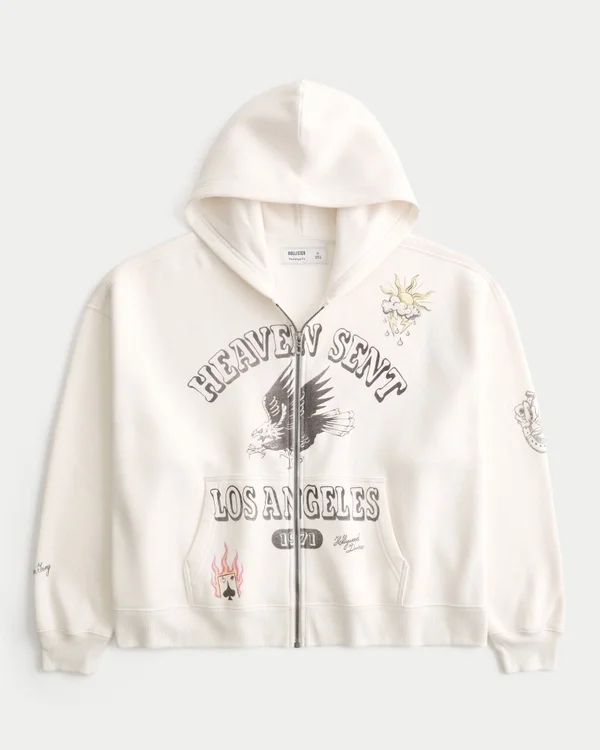 Rectangle Fit Los Angeles Graphic Zip-Up Hoodie Rectangle Fit Los Angeles Graphic Zip-Up Hoodie