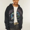 Rectangle Fit Someday Tomorrow Graphic Embellished Zip-Up Hoodie