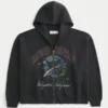 Rectangle Fit Someday Tomorrow Graphic Embellished Zip-Up Hoodie