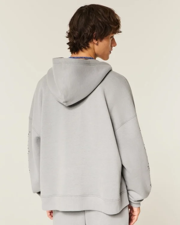 Rectangle Fit Studded Zip-Up Hoodie Rectangle Fit Studded Zip-Up Hoodie
