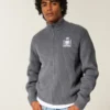Relaxed Graphic Zip-Up Sweater