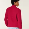 Relaxed Zip-Up Horseshoe Graphic Sweater