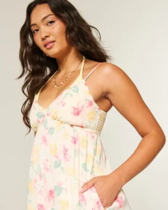 Rope Trim Babydoll Mini Dress