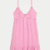 Rope Trim Babydoll Mini Dress