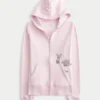 Rose Graphic Zip-Up Hoodie