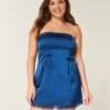 Satin Strapless Bow Bodycon Dress