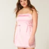 Satin Strapless Bow Bodycon Dress Satin Strapless Bow Bodycon Dress