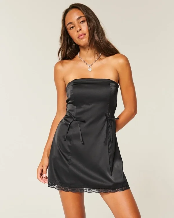 Satin Strapless Bow Bodycon Dress Satin Strapless Bow Bodycon Dress