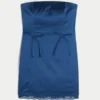 Satin Strapless Bow Bodycon Dress