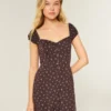 Short-Sleeve Button-Through Mini Dress