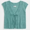 Short-Sleeve Crochet-Style Cardigan