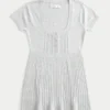 Short-Sleeve Henley Babydoll Top