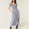 Short-Sleeve Open-Back Maxi Dress