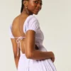 Short-Sleeve Open-Back Maxi Dress