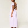 Short-Sleeve Open-Back Maxi Dress