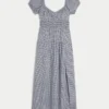 Short-Sleeve Open-Back Maxi Dress