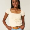 Short-Sleeve Square Neck Sweater
