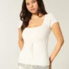 Short-Sleeve Square Neck Sweater