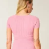 Short-Sleeve Square Neck Sweater