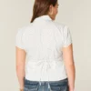 Short-Sleeve Stretch Poplin Button-Through Shirt