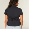 Short-Sleeve Stretch Poplin Button-Through Shirt
