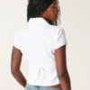 Short-Sleeve Stretch Poplin Button-Through Shirt