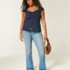 Short-Sleeve Stretch Poplin Top