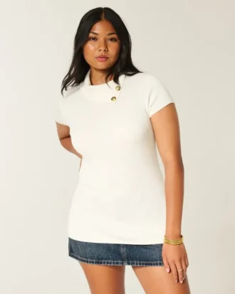 Short-Sleeve Tunic Sweater