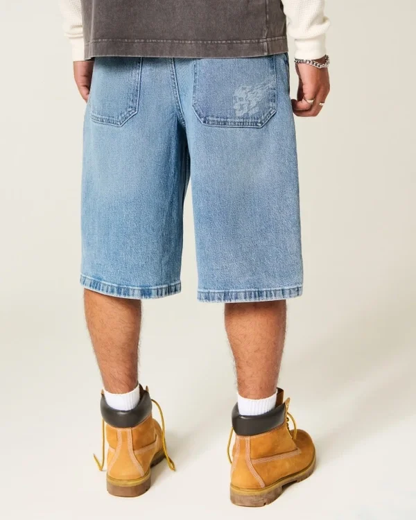 Skull Graphic Super Baggy Denim Shorts Skull Graphic Super Baggy Denim Shorts