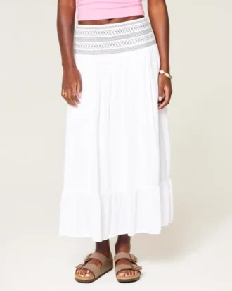 Smocked Waist Maxi Skirt