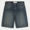 Snake Graphic Baggy Denim Shorts