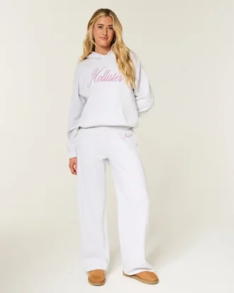 Sparkle Logo Graphic Wide-Leg Sweatpants