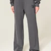 Sparkle Logo Graphic Wide-Leg Sweatpants