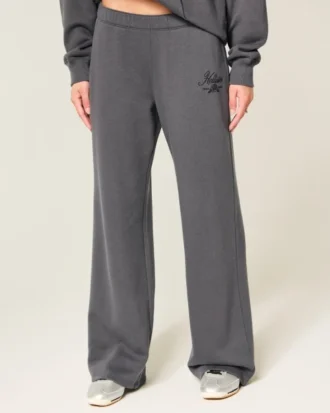 Sparkle Logo Graphic Wide-Leg Sweatpants