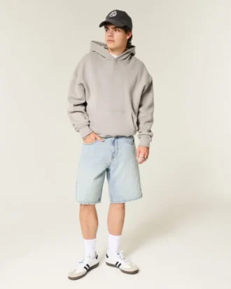 Star Graphic Baggy Denim Shorts