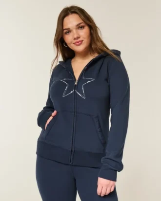 Star Graphic Zip-Up Hoodie