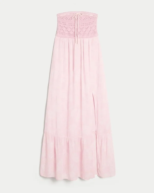 Strapless Crochet-Style Mix Maxi Dress Strapless Crochet-Style Mix Maxi Dress